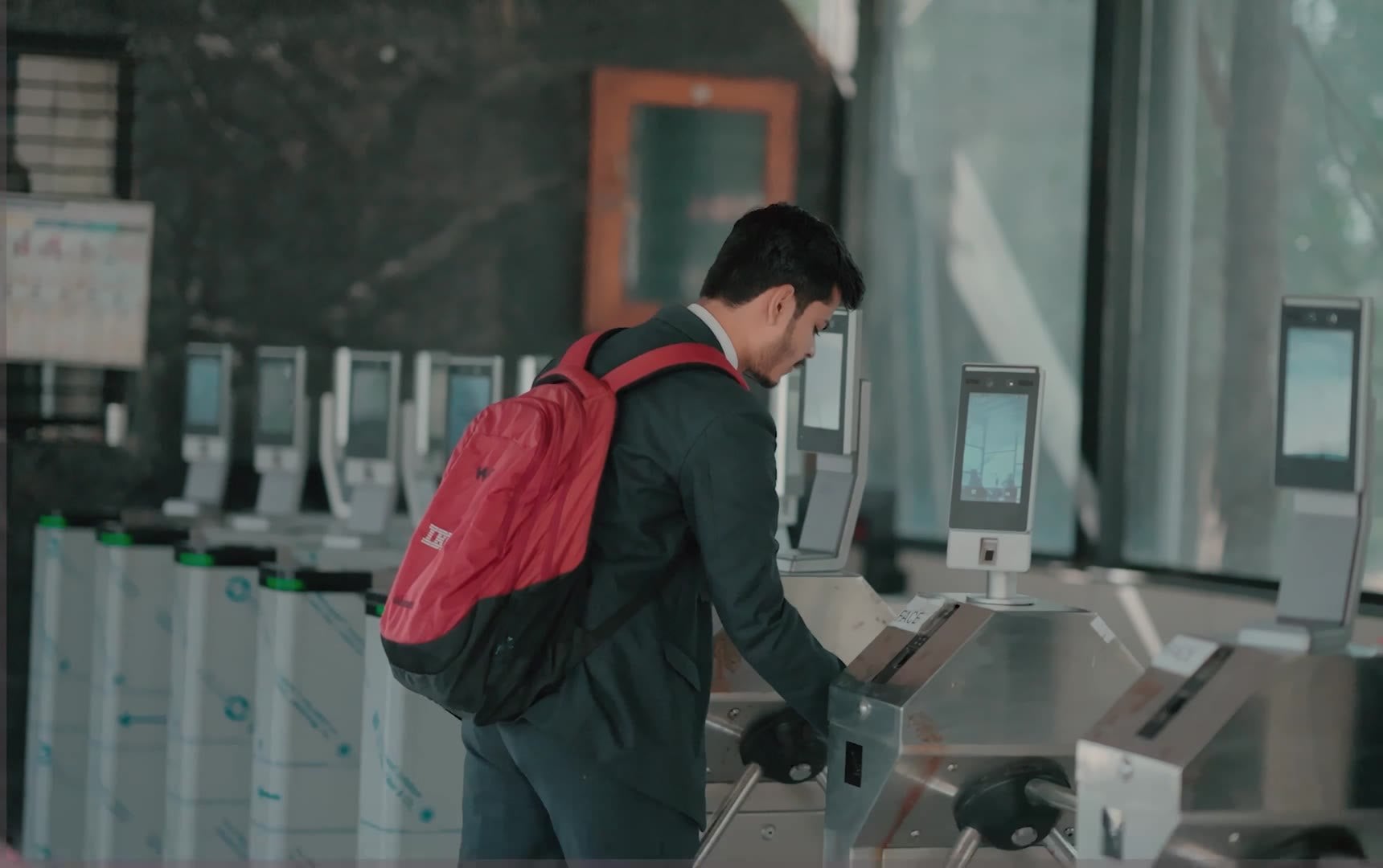 A student entering the Sanjivani University smart campus through face-recognition gates